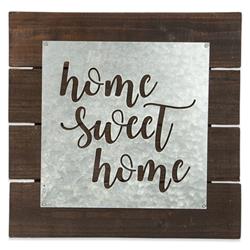 170519 Galvanized Metal Sign - Home Sweet Home, 14 X 14 In.