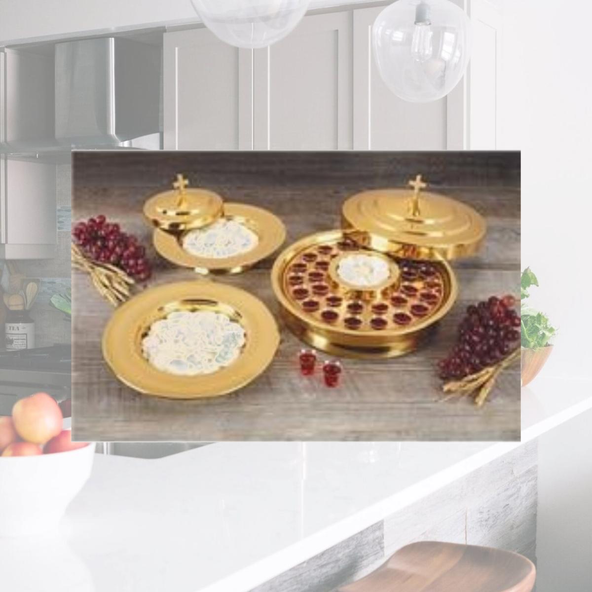 Picture of Sudbury Brass 182373 Communion Tray Cover - Polished Steel & Brass