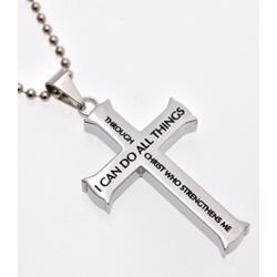 Spirit & Truth Jewelry 201801 24 In. Necklace - Iron Cross Through Christ Mens - Ball Chain