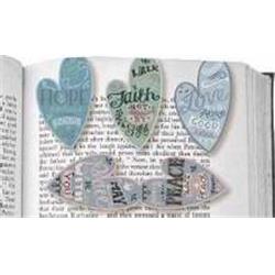 73670 Bookmark - Magnetic Heart & Faith Hope Love Peace - Set Of 4