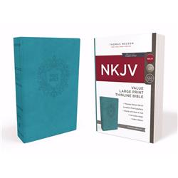 195828 NKJV Thinline Bible & Large Print Comfort Print-Turquoise Value Leathersoft