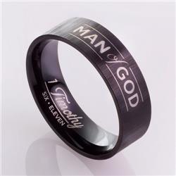 200695 Man Of God Mens Ring - Black, Size 12