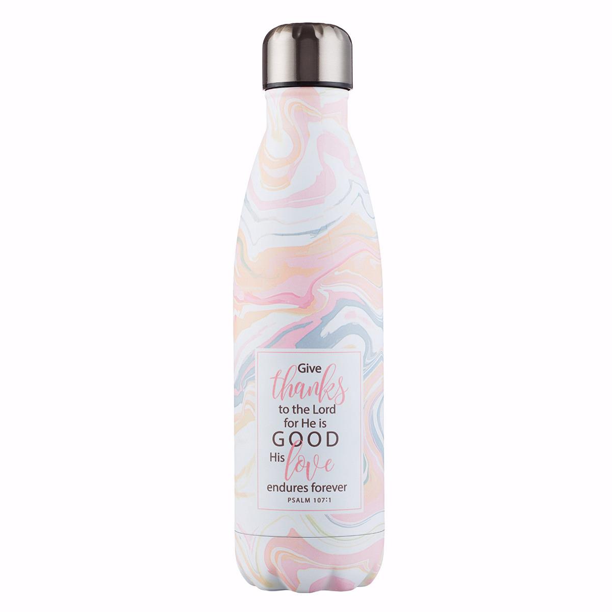 14481x 17 Oz Give Thanks Water Bottle, Marble