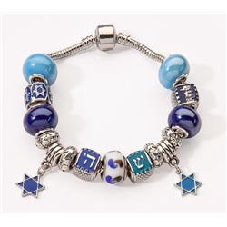 181150 Assorted Beads With 2 Star Of David Charms Bracelet
