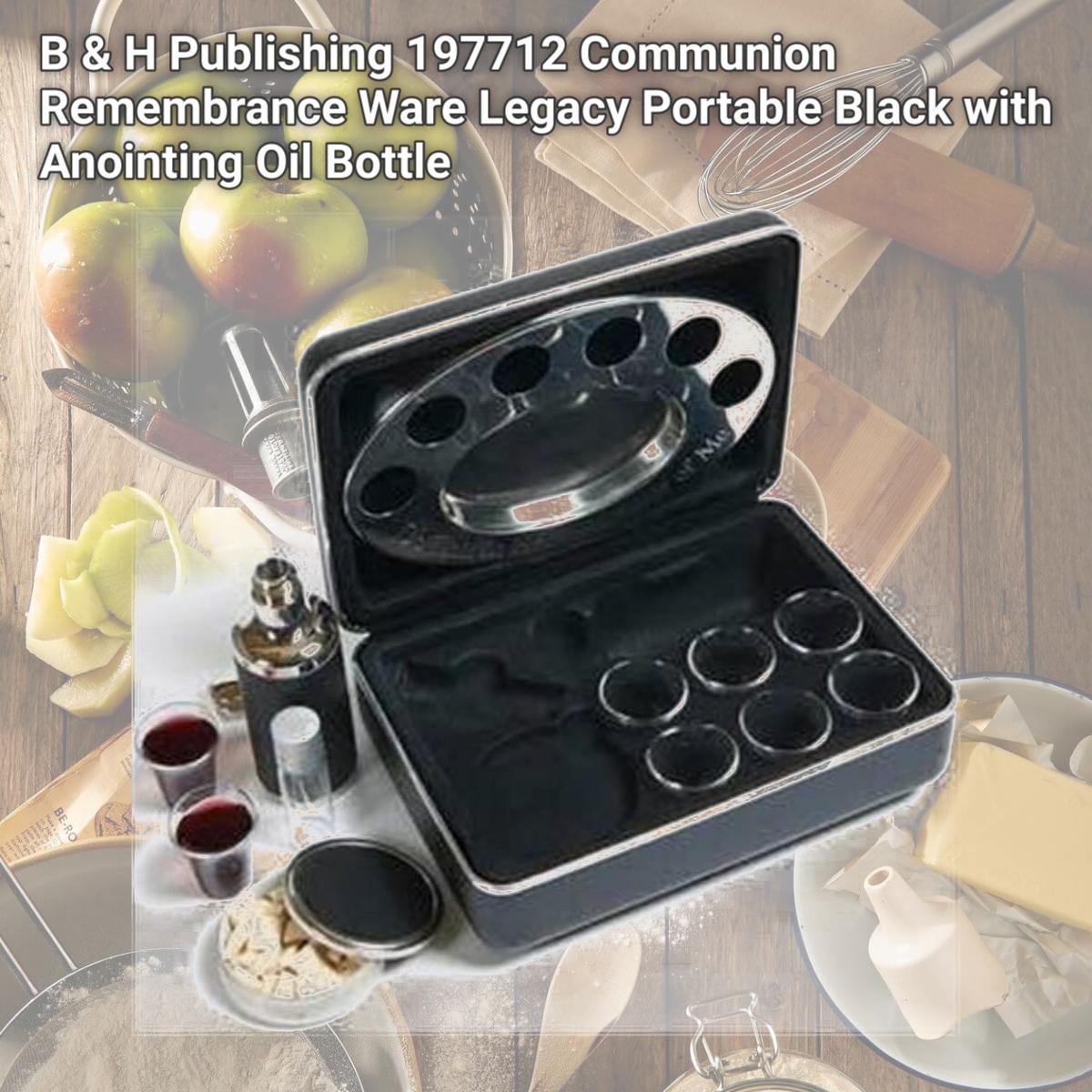 Picture of B & H Publishing 197712 Communion Remembrance Ware Legacy Portable Black with Anointing Oil Bottle