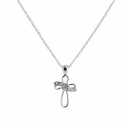 189879 16 X 2 In. Leah Cross Necklace Pendant, Silver & Crystal