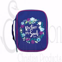142211 Canvas Restore My Soul Bible Cover, Blueberry - Large