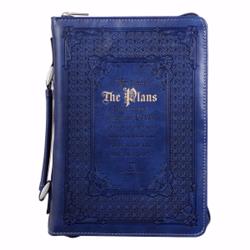 17822x Classic Lux Leather I Know The Plans Bible Cover, Blue - Large