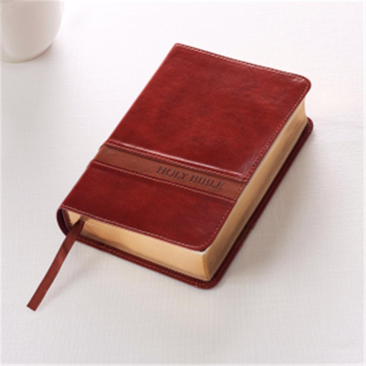KJV Compact Print Bible Lux Leather Cover, Brown