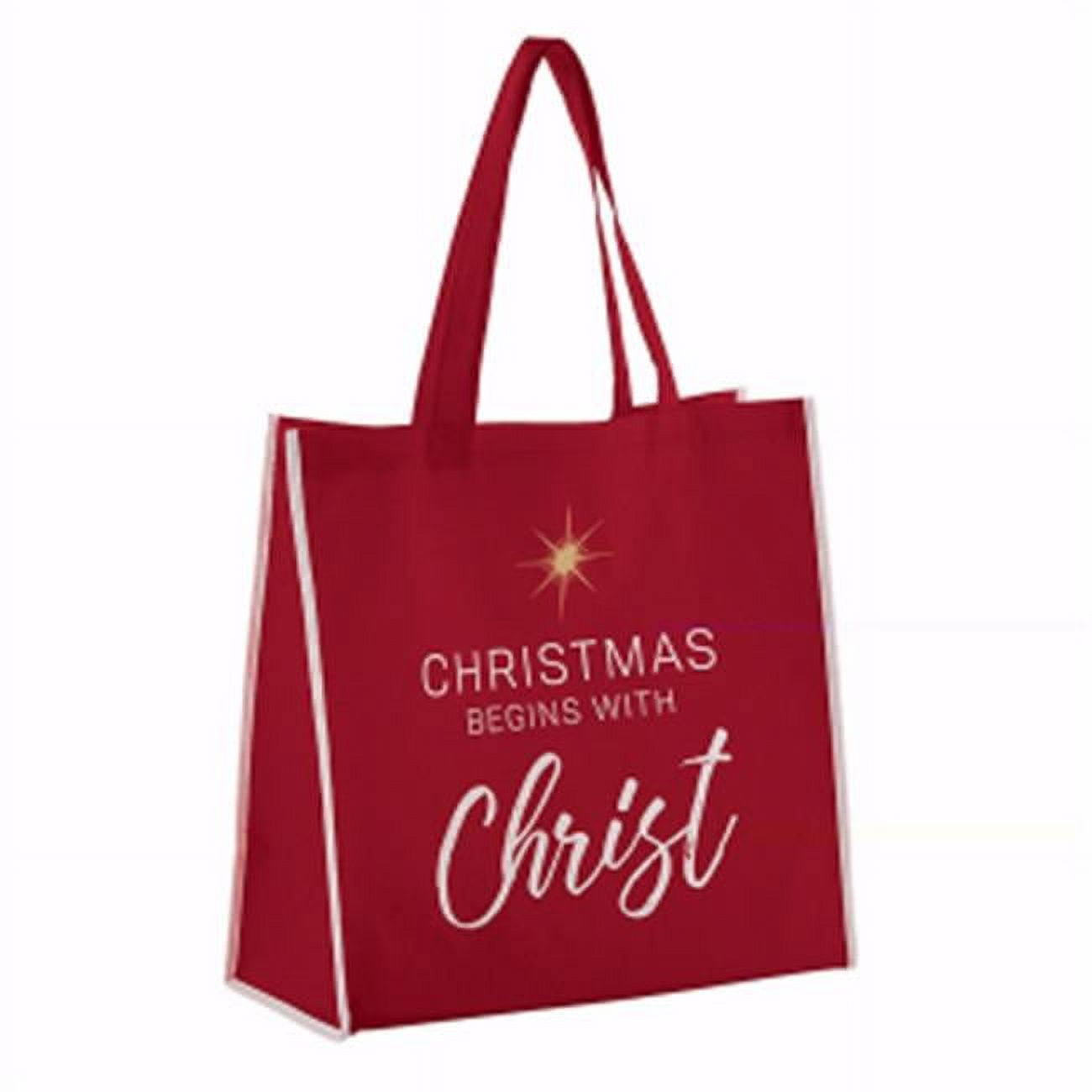 143038 13 In. Square & 6 In. Gusset Nylon Tote Bag With Christmas Begins