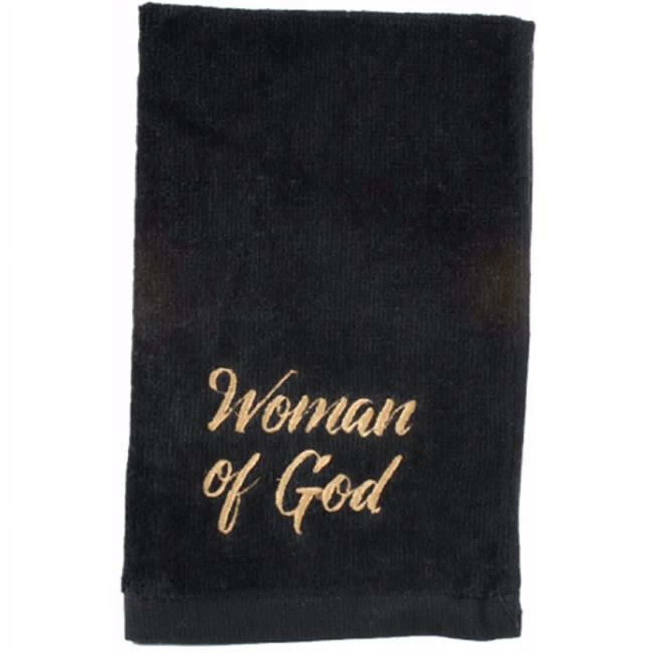 163125 Towel Pastor - Woman Of God, Black With Gold