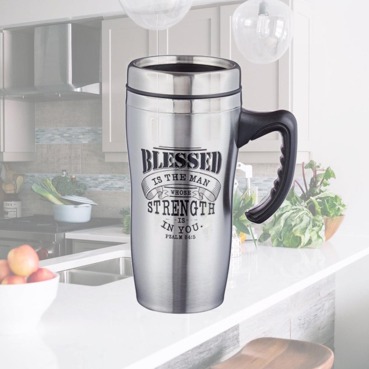 Picture of Christian Art Gifts 170765 Travel Mug Blessed with Handle, Stainless