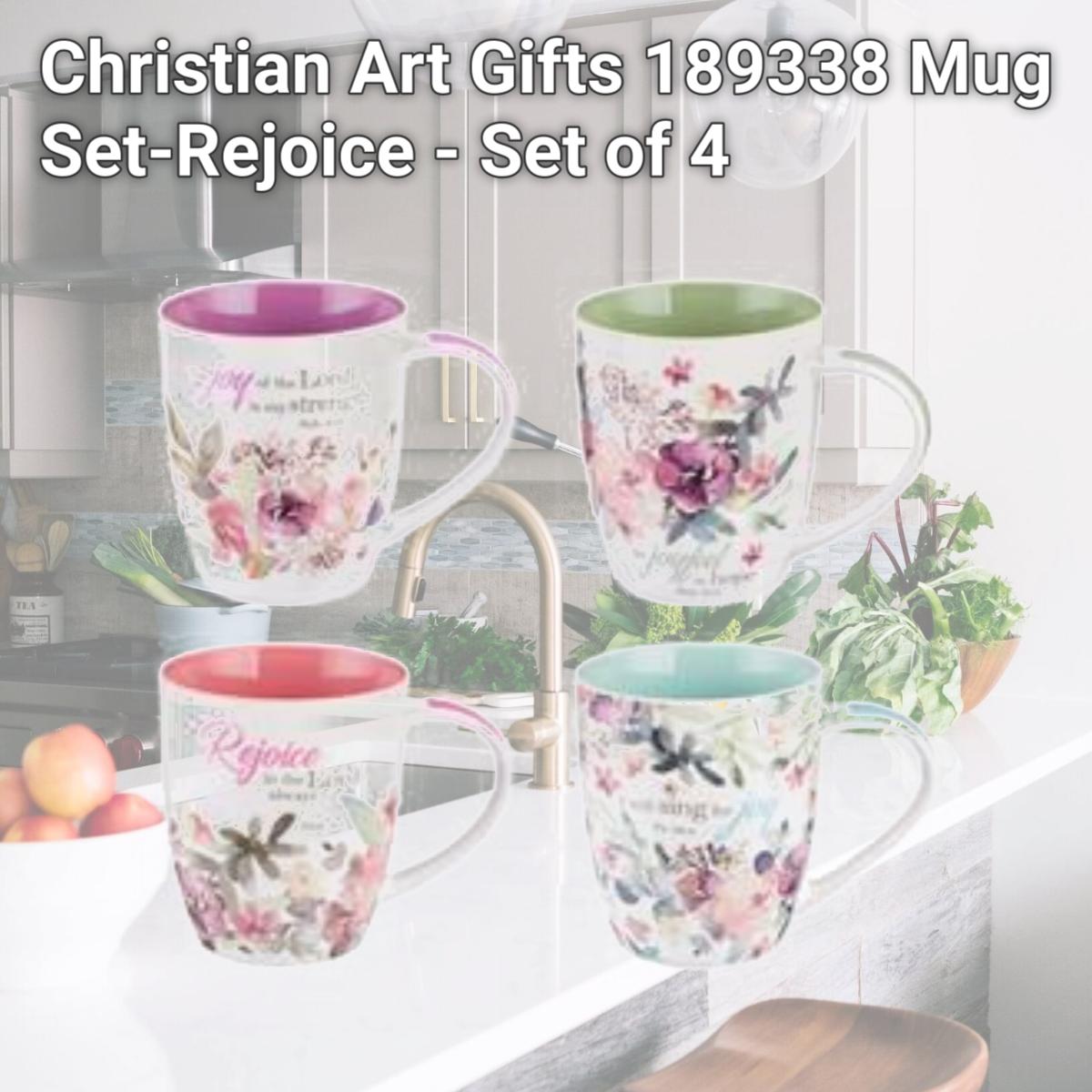 Picture of Christian Art Gifts 189338 Mug Set-Rejoice - Set of 4