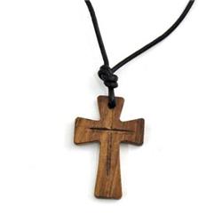 152822 26 In. Adjustable Necklace-cross Recessed Wood-large With Chain