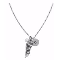 Wendell August Forge 162194 16 In. Necklace-angel Wing With Blessing Charm Old Forge Pewter With Extension