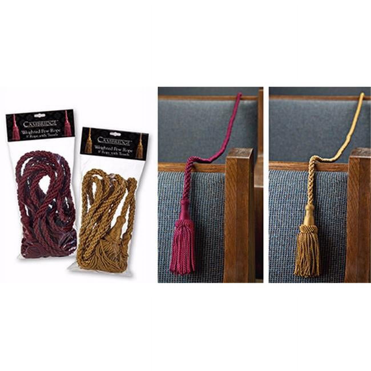 R. J. Toomey 182304 4 Ft. Weighted Pew Ropes, Burgundy