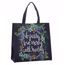 197310 14 In. Square Tote Bag-nylon Justly Mercy Humbly 6 In. Gusset