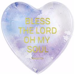 172111 4 X 3.75 In. Tabletop Glass Heart Paperweight-bless The Lord Psalm 103