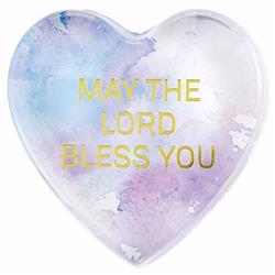172116 4 X 3.75 In. Tabletop Glass Heart Paperweight-may The Lord Bless You