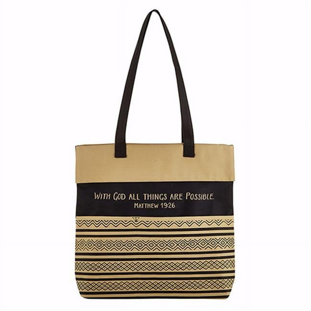 143002 13.5 X 14 In. Tote Bag Canvas With God All Things Are Possible Matthew 19 Ezto 26