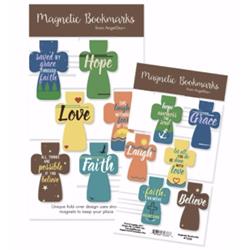 161529 Magnetic Cross & Hope Peace Love Faith Bookmark - Set Of 6
