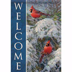 142099 12.5 X 18 In. Glitter Trends-cardinals In Snowy Pines Garden Flag
