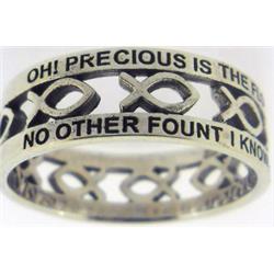 145088 Nothing But The Blood-cutout Ichthus-style 838 Ring - Sterling Silver, Size 8