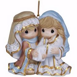 135738 3 In. Ornament - Nativity & Unto Us A Child Is Born - Bisque Porcelain