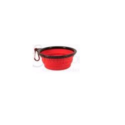 164643 Collapsible Pet Bowl - Bless My Paws - Red With Carabiner