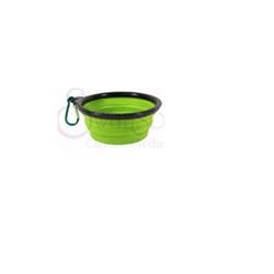 164644 Collapsible Pet Bowl - Bless My Paws - Green With Carabiner