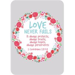 152275 2.5 X 3.5 In. Verse Card - Love Never Fails Red Flowers In Circle