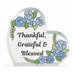 137247 3 In. Thankful, Grateful & Blessed Glass Decor Plaque