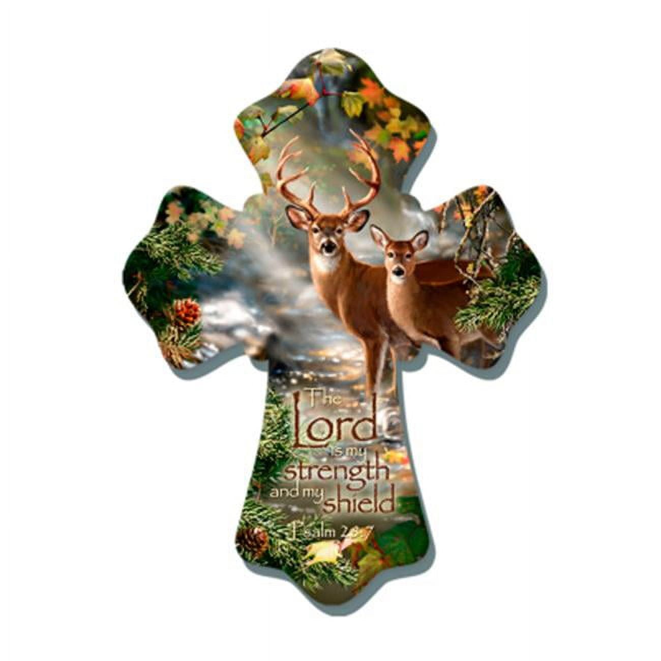 Glow Decor 137526 6 X 8 In. Deer & Lord Is My Strength Wall Cross