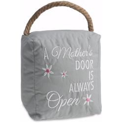Pavilion 137597 5 X 6 In. A Mothers Door Is Always Open Door Stopper Pillow, Gray