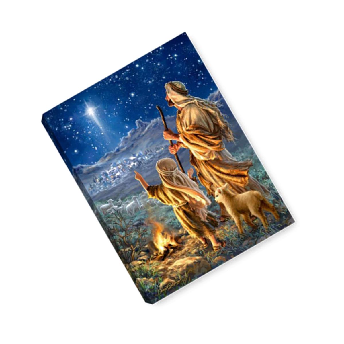 Picture of Glow Decor 137713 8 x 6 in. Shepherds Keeping Watch-LED Tabletop Mini Canvas with Timer