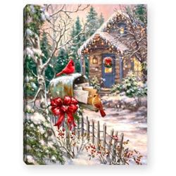 Glow Decor 137714 8 X 6 In. Cardinal Cottage-led Tabletop Mini Canvas With Timer