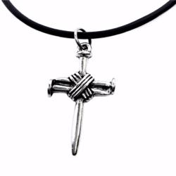 138013 Nail Wrapped Cross Pendant Necklace