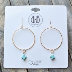 Heart On Your Sleeve Design 139249 Bella Beads Wire Hoops With Turquoise Cross Earrings