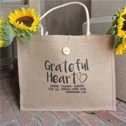 Heart On Your Sleeve Design 139287 16.25 X 13.25 In. Grateful Heart Jute Tote Bag