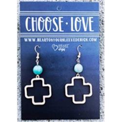 Heart On Your Sleeve Design 139316 2 In. 14k Gold Dipped Choose Love Cross Earrings, Gigi & Multi Color