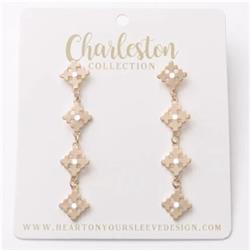 Heart On Your Sleeve Design 139332 2.5 In. 14k Gold Plated Drop Crosses Charleston Earrings, White