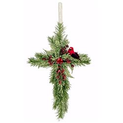 Ganz Usa 147813 7 X 10.5 In. Cardinal Floral Cross Ornament