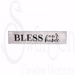 149203 3.5 X 16 In. Bless Our Home Engraved Sign, Authentic White