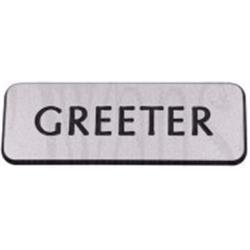 167184 Contemporary Greeter Silver & Black Magnetic Back Badge