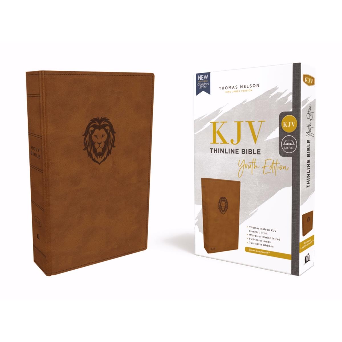 134705 KJV Thinline Bible - Youth Edition - Comfort Print, Brown Leathersoft