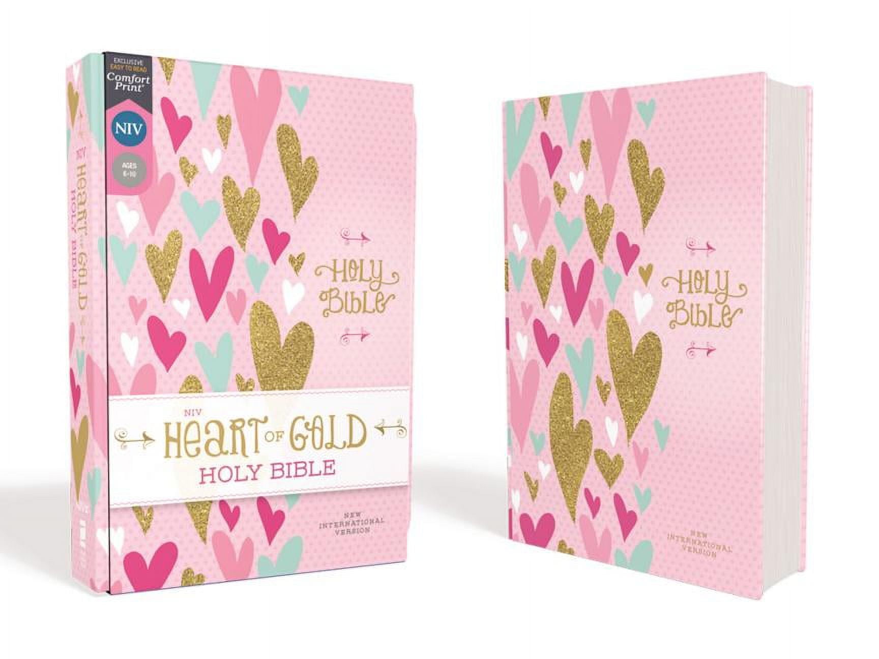 166431 Niv Heart Of Gold Holy Bible - Comfort Print, Pink Hardcover - Dec