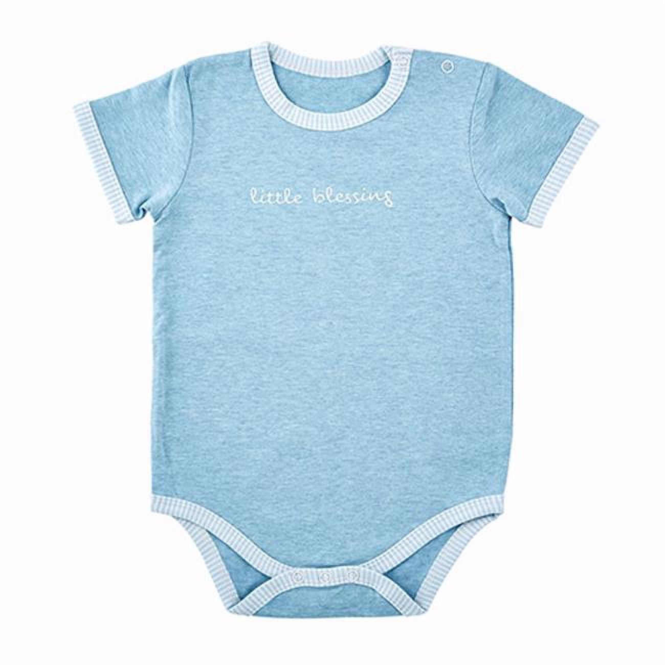 137186 Little Blessing Baby Snapshirt, Cream & Blue - 0-3 Months
