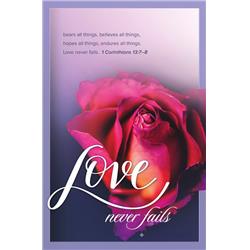 B & H Publishing 153769 Bulletin-love Never Fails - 1 Corinthians 13-7-8a Nkjv - Pack Of 100