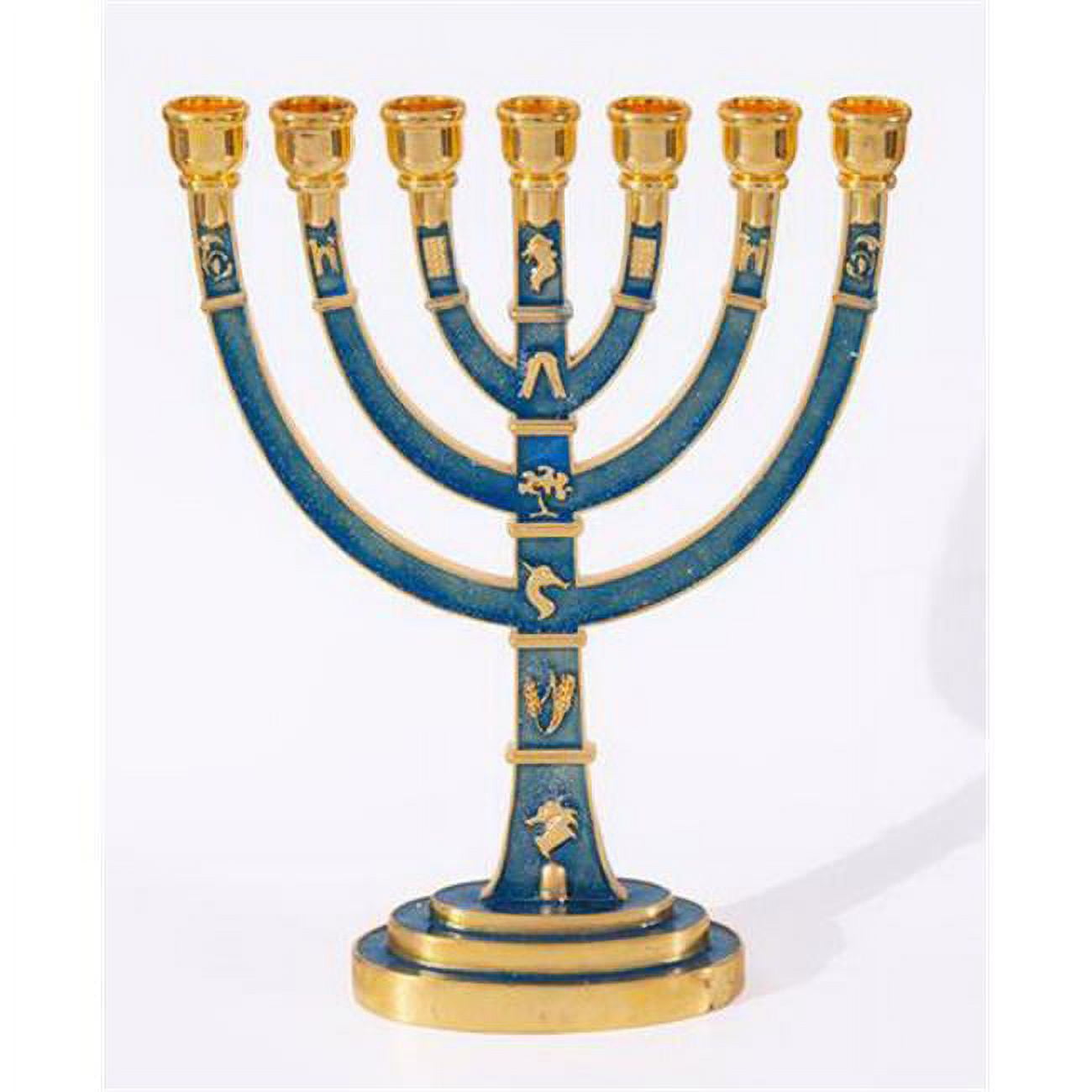 139142 12 Tribes Menorah - 7 Branched, Blue Coated - No.42139