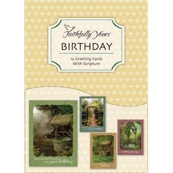 Faithfully Yours 166961 Birthday Card-boxed - Wishing Well - Box Of 12